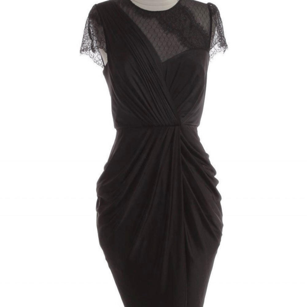 BCBGMaxAzria Black Draped Midi Dress